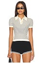 view 1 of 5 Camelia Stripe Short Sleeve Polo in Ivory & Black