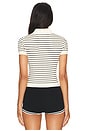 view 3 of 5 Camelia Stripe Short Sleeve Polo in Ivory & Black