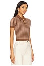 view 2 of 5 Camelia Stripe Short Sleeve Polo in Brown & Ivory