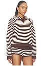 view 2 of 4 Pauley Knit Hoodie in Brown & Ivory Stripe