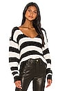 view 1 of 4 Collins V Neck Sweater in Black & White Stripe
