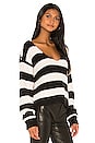 view 2 of 4 Collins V Neck Sweater in Black & White Stripe