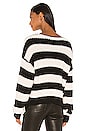 view 3 of 4 Collins V Neck Sweater in Black & White Stripe