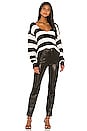 view 4 of 4 Collins V Neck Sweater in Black & White Stripe