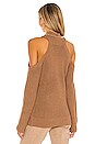 view 3 of 4 Cold Shoulder Ribbed Turtleneck in Camel
