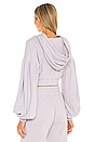 view 3 of 4 Pleated Sleeve Hoodie in Moonbeam Taupe