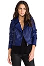 view 1 of 8 All Day Vegan Leather Moto Jacket w/ Removable Sleeves in Navy