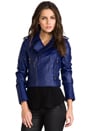 view 2 of 8 All Day Vegan Leather Moto Jacket w/ Removable Sleeves in Navy