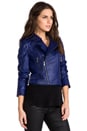 view 4 of 8 All Day Vegan Leather Moto Jacket w/ Removable Sleeves in Navy