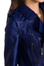 view 7 of 8 All Day Vegan Leather Moto Jacket w/ Removable Sleeves in Navy
