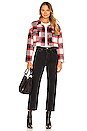 view 4 of 4 Roxy Cropped Shacket in Red Plaid