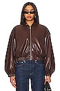 view 2 of 5 x Rachel Ana Faux Leather Bomber Jacket in Pecan Brown