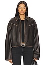 view 1 of 4 Esther Faux Leather Jacket in Dark Brown