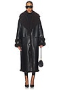 view 1 of 4 Irving Faux Leather Coat in Black & Dark Brown
