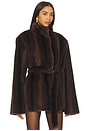 view 2 of 4 x Christina Elezaj Andrea Faux Fur Jacket in Dark Brown