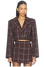 view 1 of 4 Brent Cropped Blazer in Merlot Check
