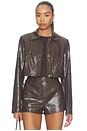 view 1 of 5 Arden Faux Croc Jacket in Dark Brown