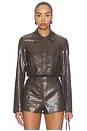 view 2 of 5 Arden Faux Croc Jacket in Dark Brown