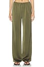 X Blake Evin Alette Satin Pants in Olive Green