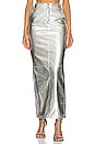 view 1 of 4 Monique Faux Leather Maxi Skirt in Metallic Silver