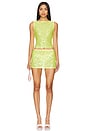 view 4 of 5 Erin Sequin Mini Skirt in Lime Green Sequin