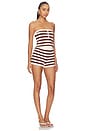 view 2 of 3 Pamelah Stripe Romper in Brown & Ivory