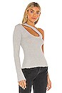 view 2 of 4 One Sleeve Cutout Top in Heather Grey