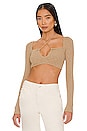 view 1 of 4 Maddix Halter Keyhole Top in Taupe