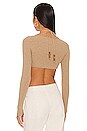 view 3 of 4 Maddix Halter Keyhole Top in Taupe