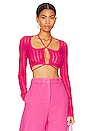 view 1 of 4 Marissa Sheer Rib Long Sleeve Micro Crop in Hot Pink