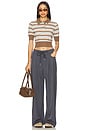 view 4 of 4 Maisy Polo Top in Blue & Brown Stripe