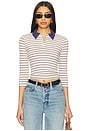 view 1 of 4 Dafne Polo Top in Ivory Multi Stripe