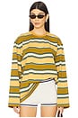 view 1 of 4 Ella Top in Moss Green Stripe