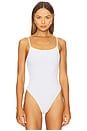 view 2 of 5 Ribbed Square Neck Bodysuit in White