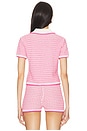 view 3 of 5 Lena Polo Top in Pink & White