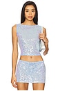 Erin Sequin Top in Light Blue Sequin
