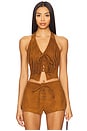 view 1 of 4 Noella Faux Suede Top in Camel
