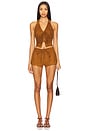 view 4 of 4 Noella Faux Suede Top in Camel