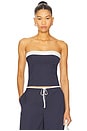 Ashley Top in Navy & Grey Pinstripe