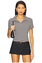 view 1 of 5 Adrian Polo Top in Black & White Stripe