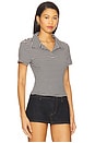 view 2 of 5 Adrian Polo Top in Black & White Stripe