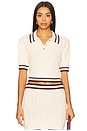 view 1 of 4 Remy Pointelle Polo Top in Cream Multi