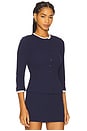 view 3 of 5 Stella Cardigan in Navy & White