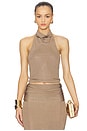 view 1 of 4 Renna Cowl Neck Sleeveless Top in Metallic Bronze