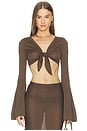 view 1 of 4 Paisleigh Knit Tie Top in Chocolate Brown