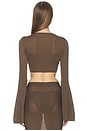 view 3 of 4 Paisleigh Knit Tie Top in Chocolate Brown