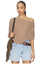 view 1 of 5 Ayla Pointelle Poncho in Taupe Neutral