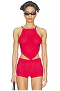 view 1 of 4 Daniella Pointelle Tie-Back Tank in Red