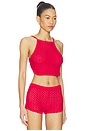view 2 of 4 Daniella Pointelle Tie-Back Tank in Red