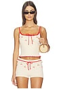 view 1 of 5 Felina Cherry Embroidered Tank in Cream Multi
